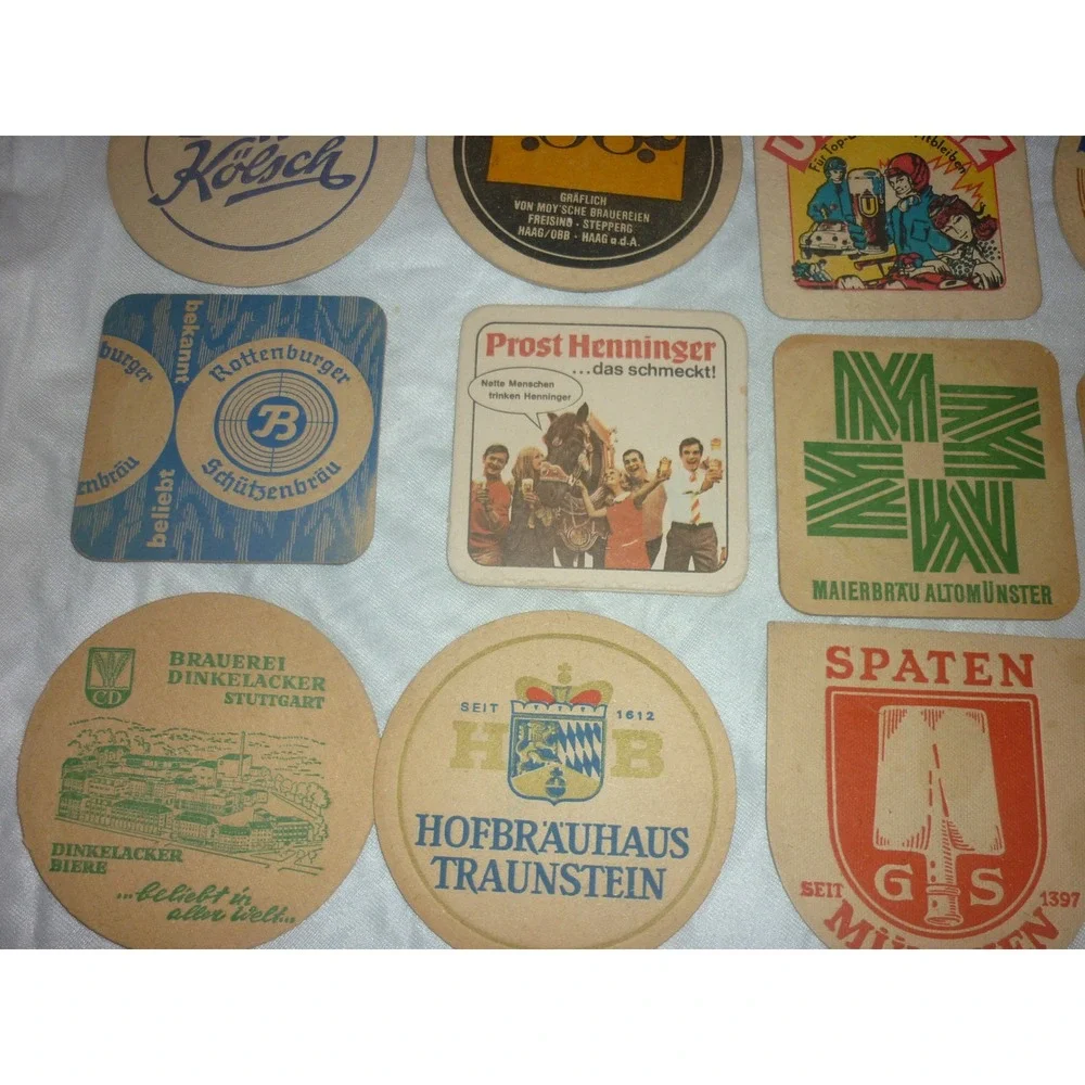 Vintage German Beer Coaster Lot 25pc Heineken Hofbrauhaus Spaten Bar